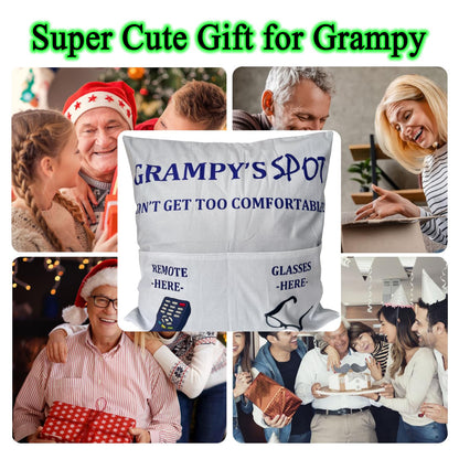 Gifts for Grampy Grandpa Gifts, 2-Pocket 2-Sided Grampy Pillow Covers 18x18 Inch, Father’s Day Birthday Christmas Stocking Stuffers Thanksgiving Day Gifts