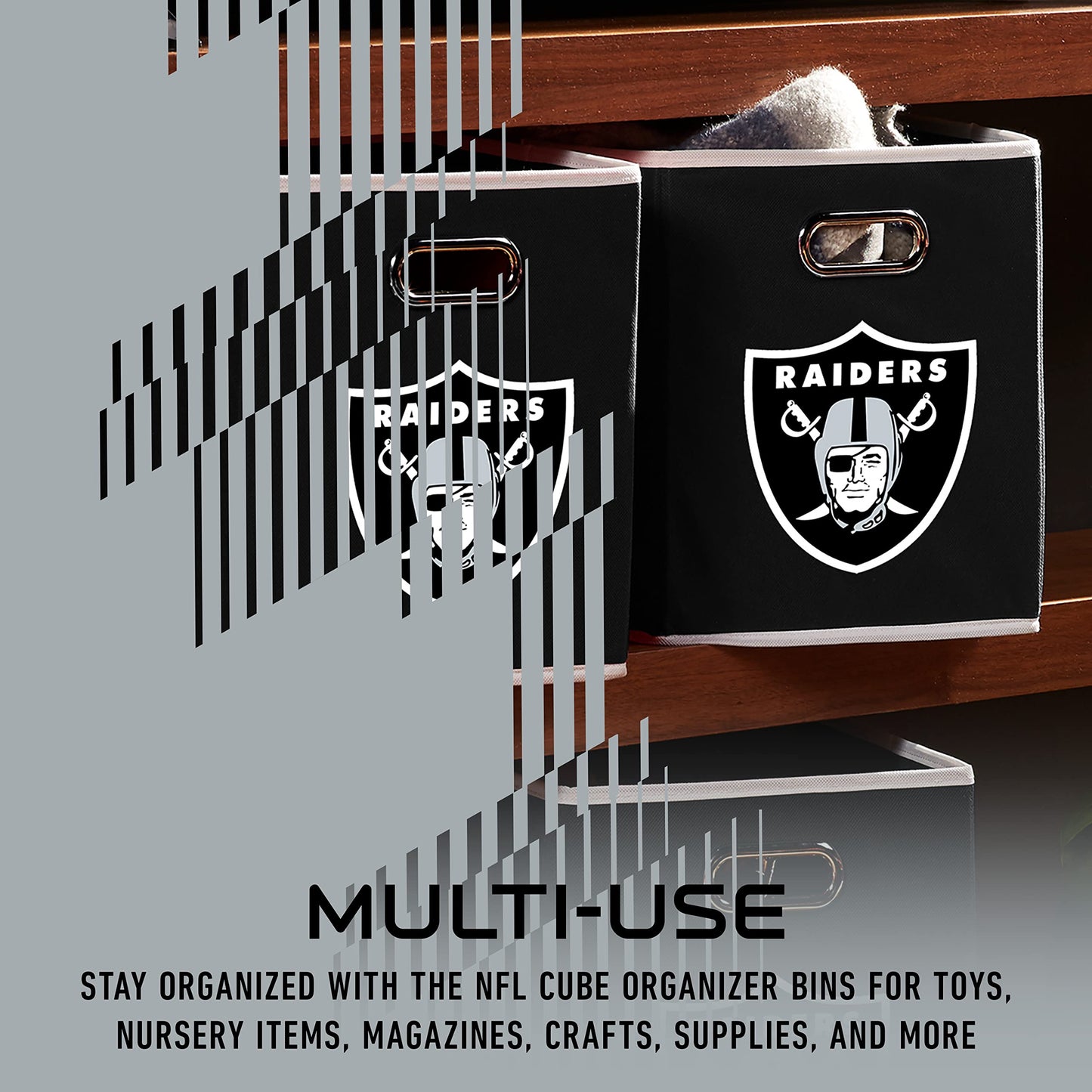 Franklin Sports NFL Storage Bins - Collapsible Cube Container + Basket - NFL Office, Bedroom + Living Room - 11"x11"