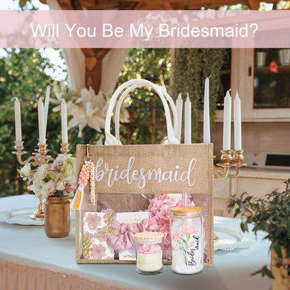 Bridesmaid Gifts,Bridesmaids Proposal Bag,Will You Be My Bridesmaid,Bridesmaids Tote Bag Glass Cup Proposal Gifts