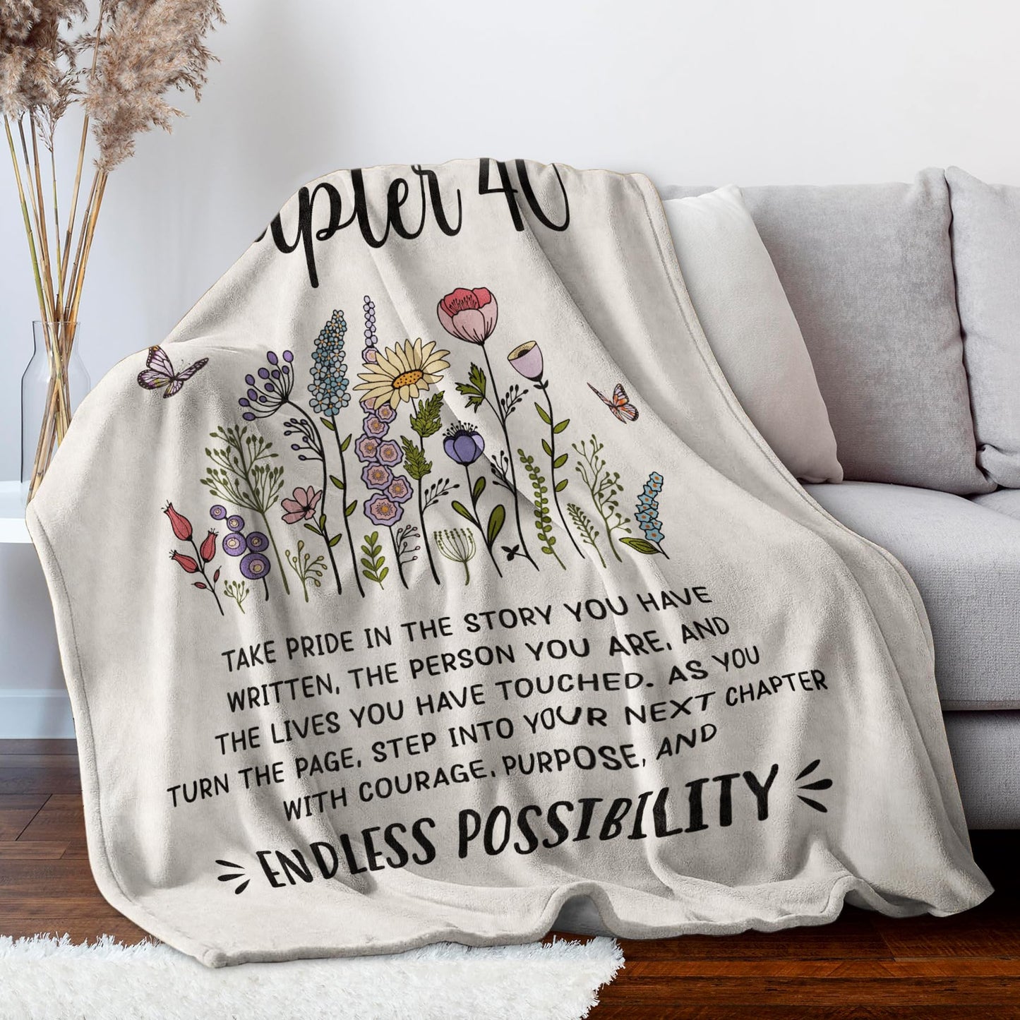 Afterprints 40th Birthday Gifts Women, Chapter 40 Blanket Gift for Her, 40 Year Old Birthday Gifts for Women, Friend, Sister, Mom, 1986 Bday Gift, Turning 40 Throw Blankets 50'' x 60''