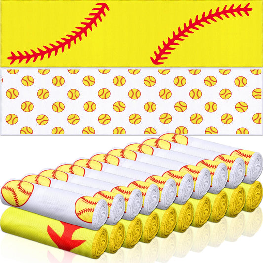 FuWeave 24 Pcs Sports Cooling Towels Baseball Basketball Softball 40 x 12 Inch Breathable Soccer Football Volleyball Microfiber Ice Towel Fast Drying for Sport Party Favors Team Gift(Yellow,Softball)