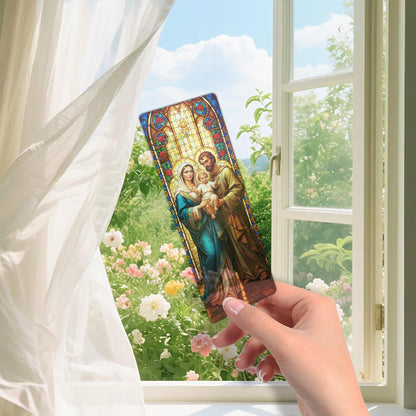 Catholic Stained Glass Bookmarks Set, 20 Transparent PVC Religious Bookmarks Featuring Saints and Virgin Mary Designs, Catholic Gifts for Women Men School and Office Supplies