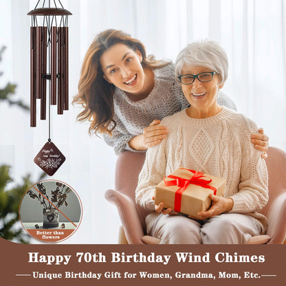 70th Birthday Gifts for Women, 32” Wind Chimes 70 Year Old Birthday Gifts for Mom Grandma Wife