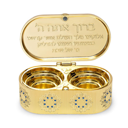 Beautiful Candle Holders that Will Enhance Your Home Décor for Jewish Shabbat or Holidays,A Wonderful Gift for Mother's Day -with Deluxe Engraved Design. (Gold Hoshen Stones)