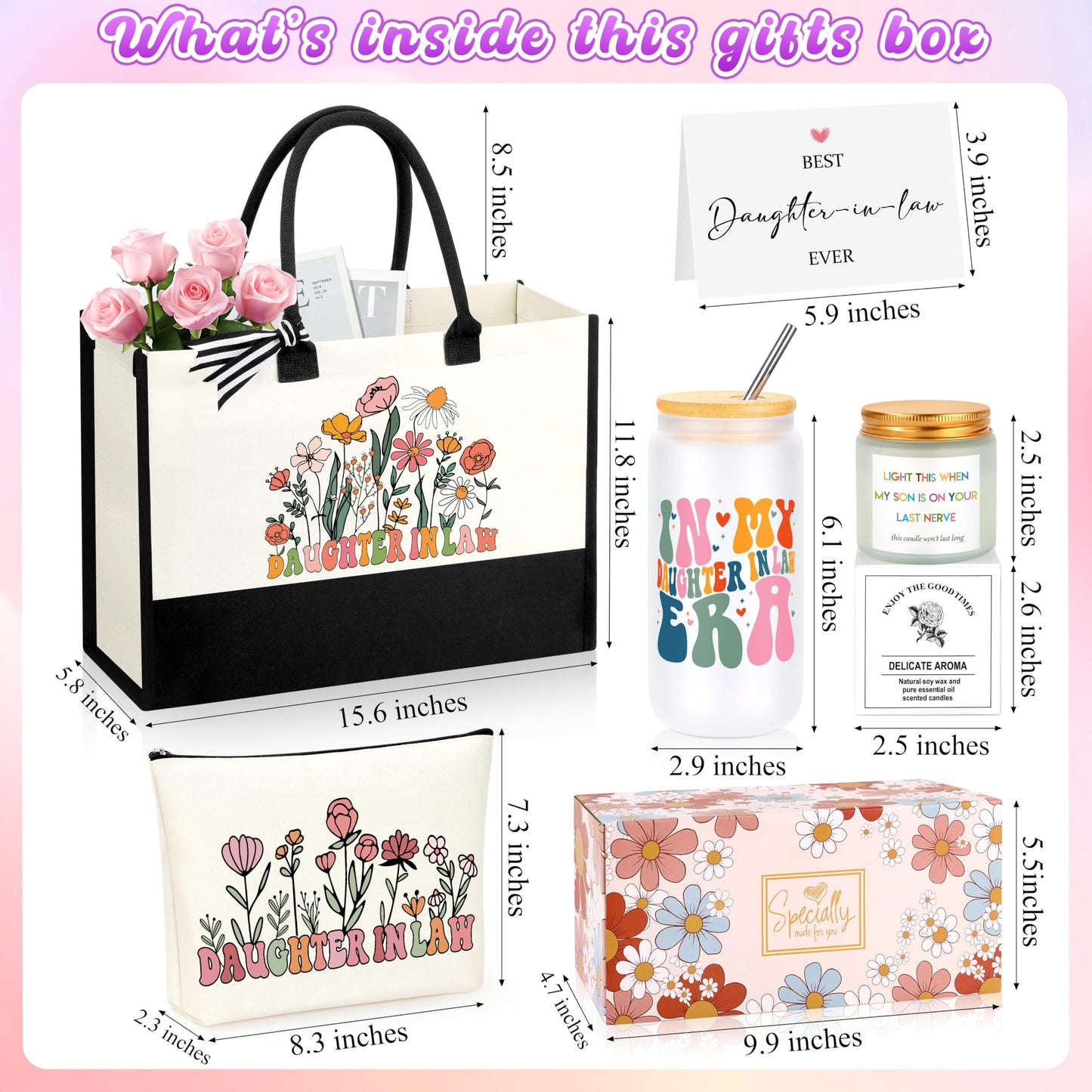 Daughter in Law Gifts, Birthday Christmas Ideas Gifts for Daughter In Law, Mothers Day Birthday Present Basket Set of 6