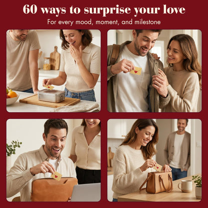 STOFINITY 60 Mini Love Notes With Envelopes - Personalized Valentines Day Gifts For Him, Her, Girlfriend - DIY Valentines Gift For Husband, Wife, Men, Women - Birthday Gifts for Boyfriend, Anniversary