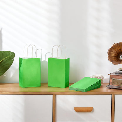 SUNCOLOR 12-Pack Green Gift Bags with Handles, 7.9 x 5.12 x 3.15 Inches Recyclable Paper Party Favor Bags for Birthday, Christmas, Easter, St. Patrick's Day