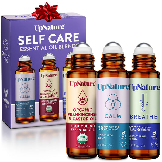 UpNature Self Care Essential Oil Roll On Set (3 Pack) – Relaxation Gifts for Women – Essential Oils Aromatherapy Rollers - Breathe, Beauty & Calm