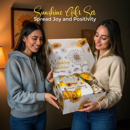 Andlane Sunflower Gifts for Women - Unique Gift Basket Set - Birthday Gifts for Women, Best Friend, or Sister - Sunshine Box Care Package, Get Well Soon, Thinking of You, Friendship Basket 18Pcs Large