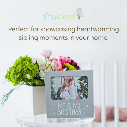 Me and My Brother Picture Frame, Christmas Photo Picture Frame, Sibling Keepsake, Ideal Big Brother Gift, Shower Gift and Gender Neutral Nursery Decor, Gray