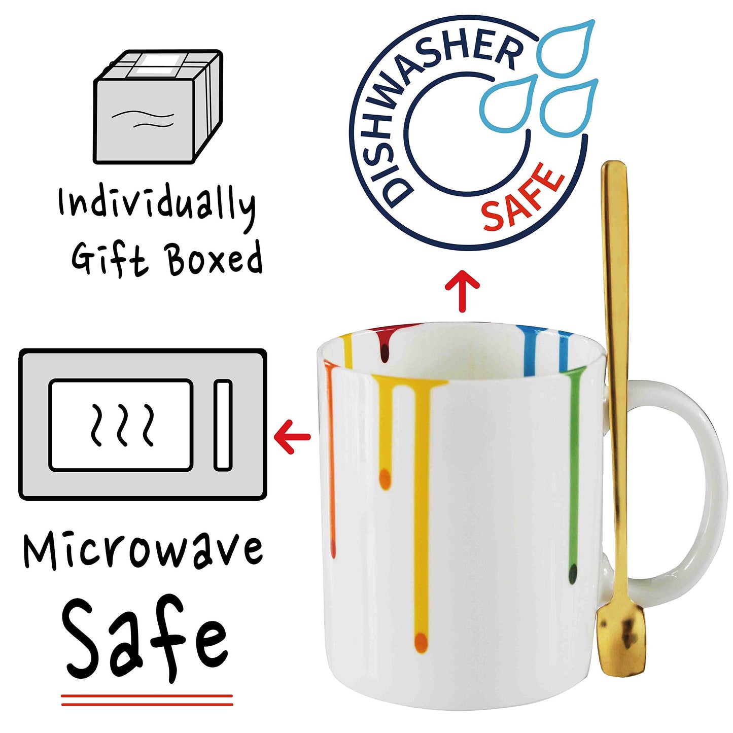 Novelty Artist Mug Gift for Art Lover Wifey Mom Sister - Appreciation Gifts for Teacher - Artist Graduation Mug Gift for Art Lover - Artists Gallery Rainbow Mugs