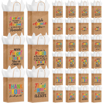 Resholder 30 Pcs Employee Appreciation Gift Bags with Tissue Papers Thank You Paper Bags with Handles Inspirational Quote Treat Pouches Christian Church Gifts for Team Coworker Staff Teacher Nurse