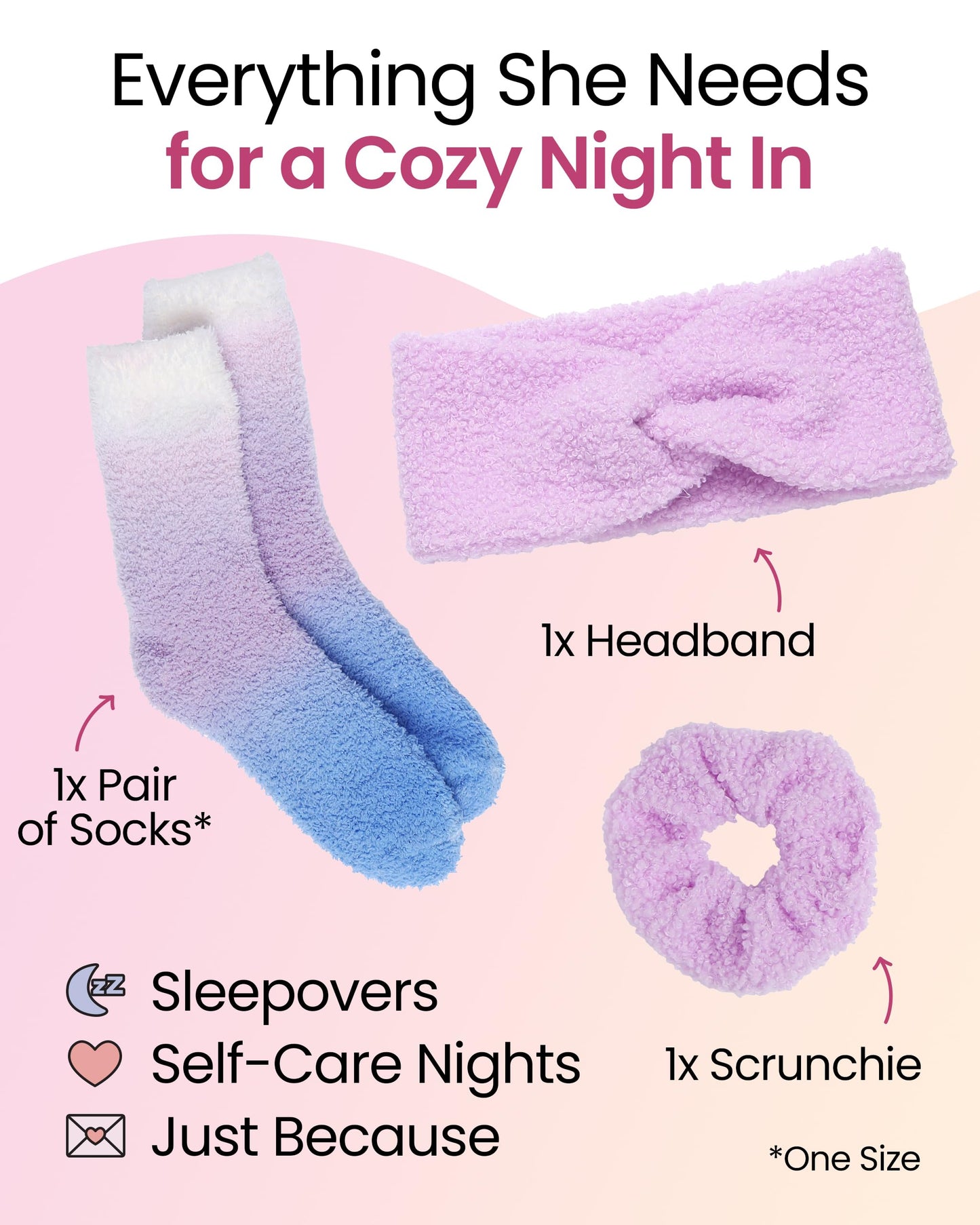 Lily England Cozy Self-Care Gift Set - Teen Girl Gifts Trendy Stuff with Soft Fluffy Socks, Headband & Scrunchie - Gifts, Birthday & Fun Stocking Stuffers for Teen Girls & Tweens