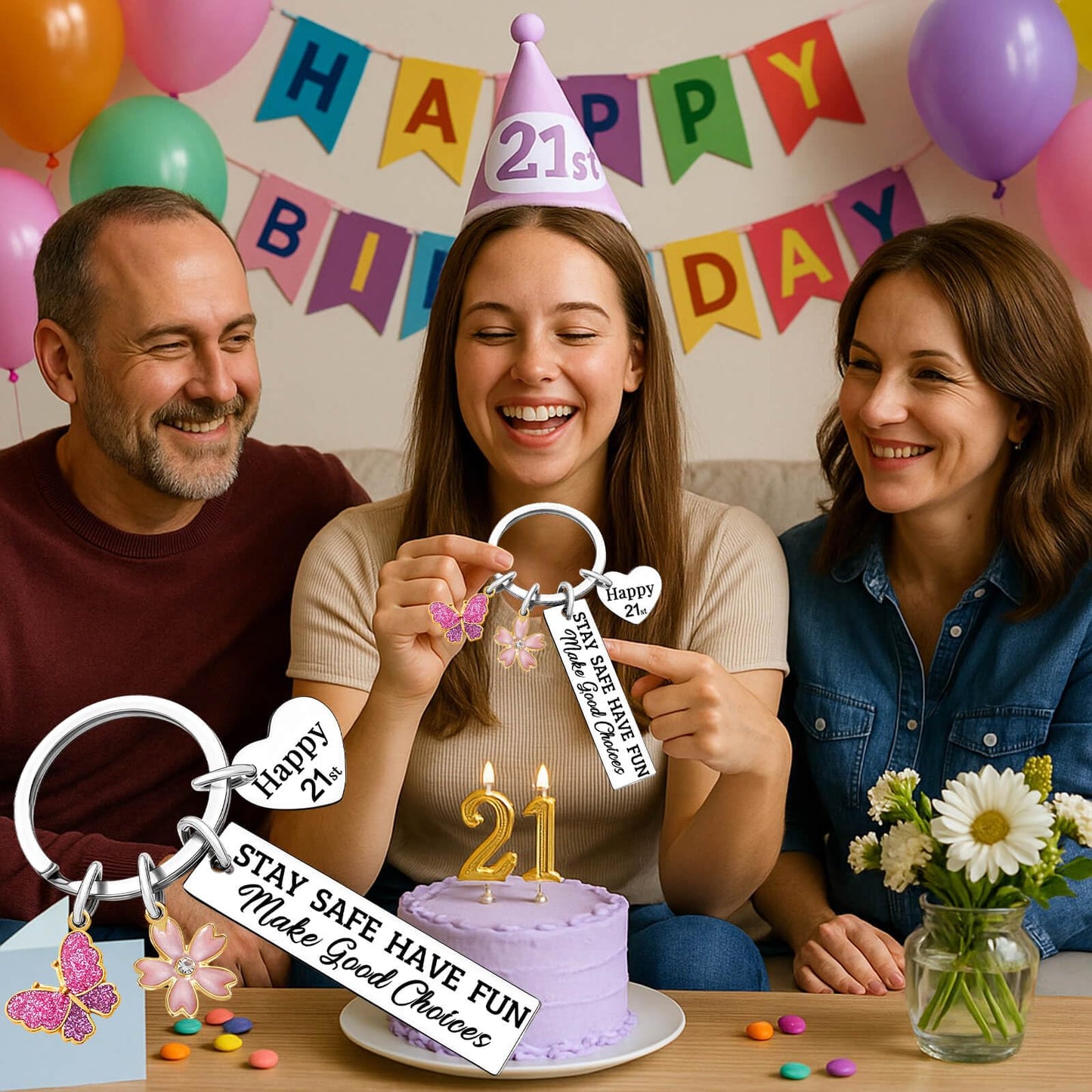 Sweet 16 Gifts for Girls Sweet Sixteen Keychain Happy 16th 18th 21st Birthday Gift for Sister Daughter Party Decorations