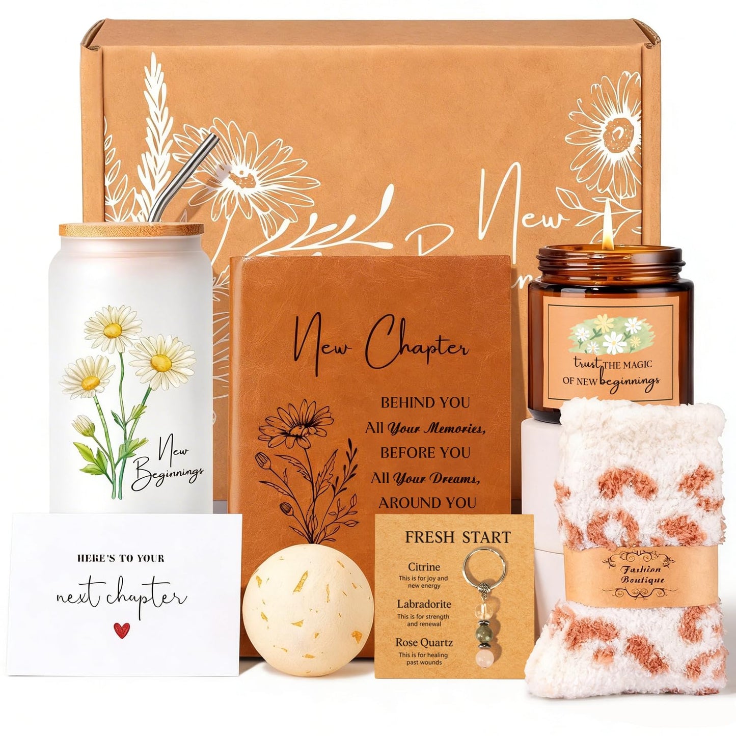 iAOVUEBY New Beginnings Gift Box for Women, Farewell Goodbye Gifts for Coworkers Leaving Job, Going Away Gifts for Friends, New Job Graduation Retirement Divorce Congratulations Gift for Her