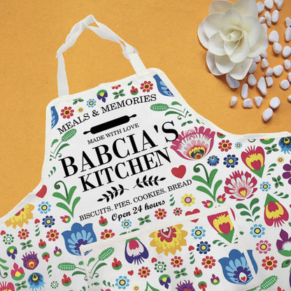 WCGXKO Polish Babcia Kitchen Apron Polish Grandma Birthday Gift Babcia Gift Babcia Retirement Gift