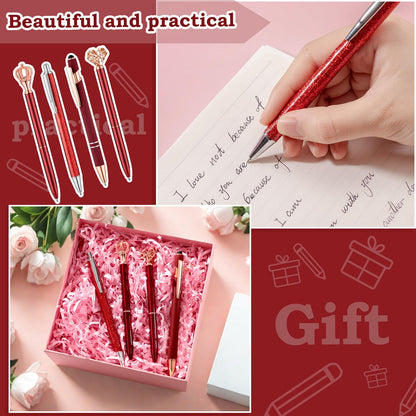 BESARME 4 Pcs Red Pens for Women, Red Gifts for Girls Personalized Bridal Shower Gifts for Women Cute Pen for School Office Supplies