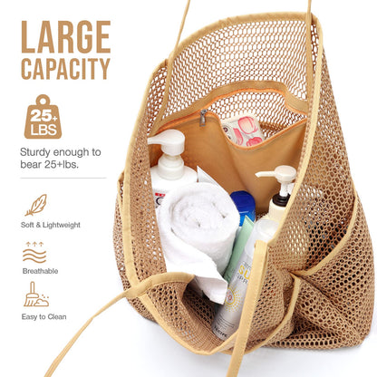 KPX Beach Bag with Mini Pocket, Summer Beach Tote Bags for Women Large Foldable Mesh Swimming Pool Travel Bags - Sandproof