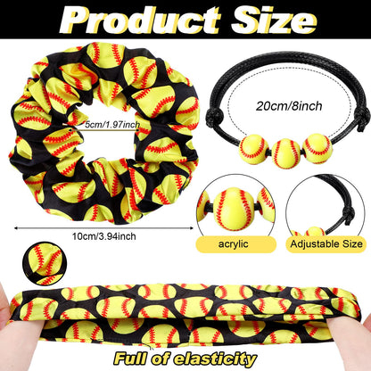 Nuogo 60 Pcs Softball Gifts for Team Girls Softball Party Favors Include Cosmetic Bag, Keychains, Hair Scrunchies, Hair Ties, Bracelets for Sport Theme Birthday Party Supplies
