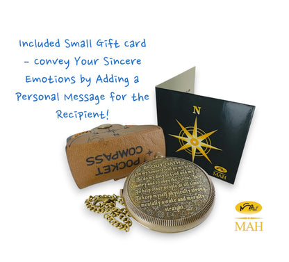 Scout Compass with Oath Message – Solid Brass Pocket Compass for Boys, Teens & Scouts | Inspirational Keepsake Gift for Eagle Ceremony, Graduation, Hiking, Camping, Outdoor Adventures, Promotion Gift