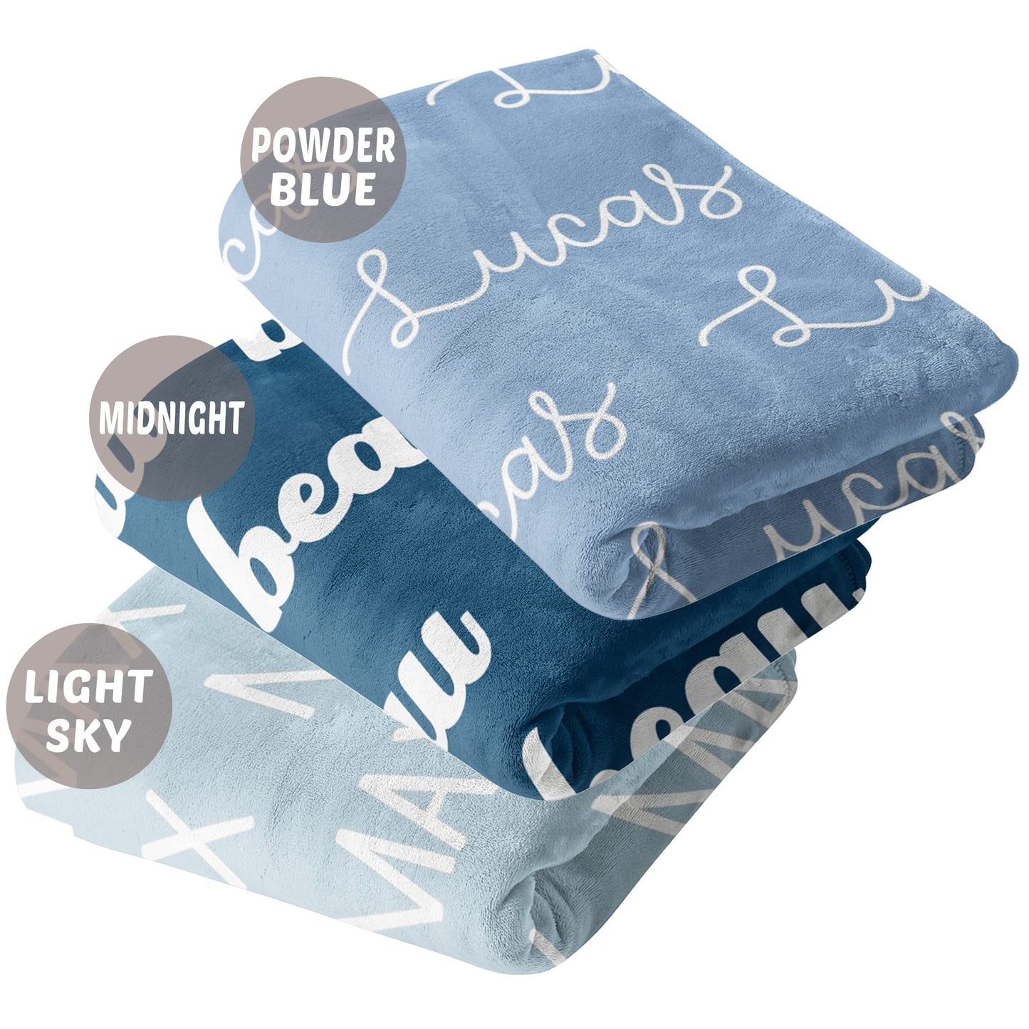 Girls Love A Monogram Ships Next Day- Blue Personalized Baby Blankets for Boys with Name - Printed in America - Personalized Custom Baby Blanket - Customized Baby Girl Blankets