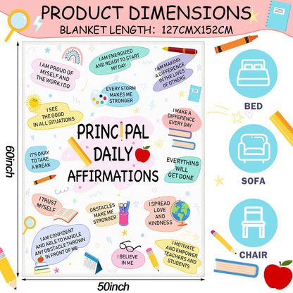 Moukeren Principal Blanket Gifts for Women Graduation Appreciation Gifts End of Year Principal Blanket Motivational Inspirational Throw for Retirement Gift Leaders Educators, 50" x 60"