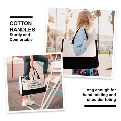 Great Grandma Gifts, Mothers Day Birthday Gifts for Grandma from Grandchildren, Functional Large Capacity Tote Bag, Mom Grandma Great Grandma Bag, Present for Grandmother, Grandparents