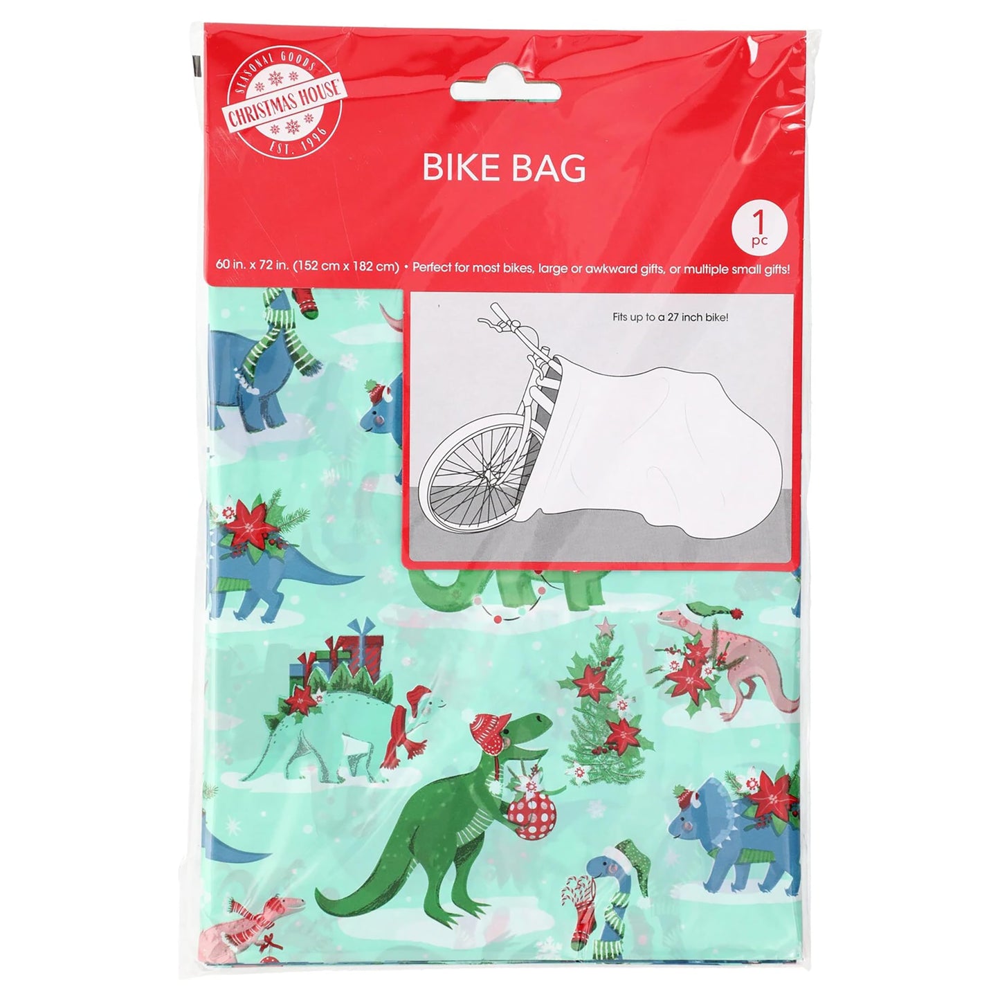 Christmas House Giant Gift Bicycle Bike Bag 60 in. x 72 in. Assorted Qty 1 New