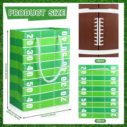 16PCS Football Gift Bags with Handles have Two Different Classic Patterns for Sports Game Parties Easy Carry Wide Applications Perfect Football Gift Bags Bulk and Party Favors