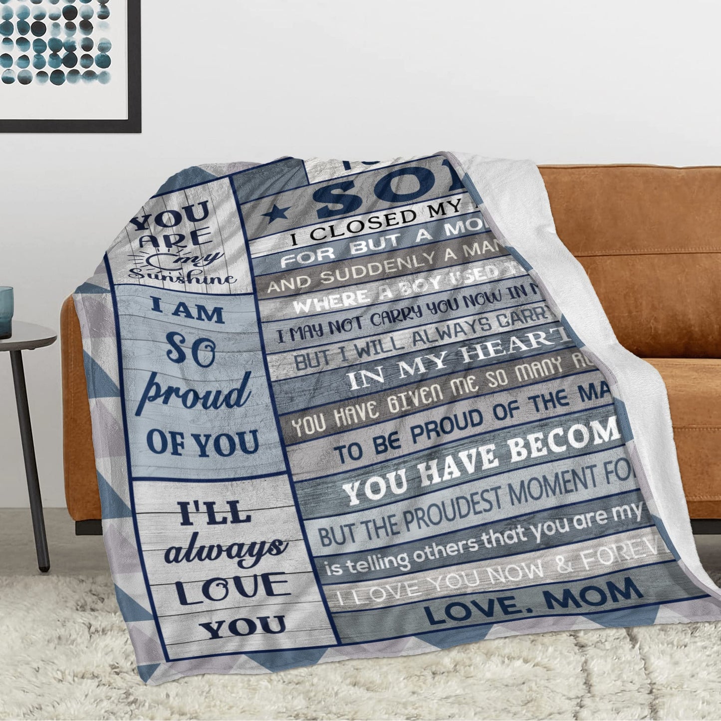 Gifts for Son Blanket 60"x 50", Son Gifts from Mom Dad, Sons Birthday Gift, Birthday Present for Sons, Son's Gift for Graduation Christmas Valentines Fathers Day