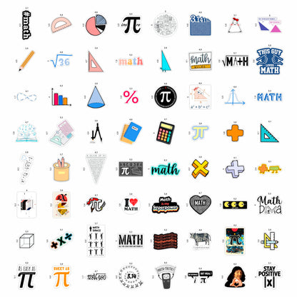 BulbaCraft BulbaCraft 100Pcs Small Math Stickers - Funny Math Gifts for Women and Men, Mathematics Gifts for Women & Men