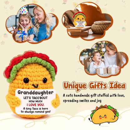 Granddaughter Gifts from Grandma, Teen Girls Kids Easter Basket Stuffers Year Old Age Teenage Gift Granddaughter Birthday Graduation Confirmation Christmas Valentines Handmade Crochet Taco Gifts