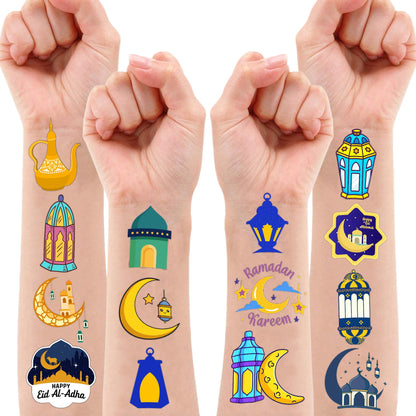Cute Eid Mubarak Temporary Tattoos for Kids 60PCS 5 Sheets Ramadan Kareem Party Favors Birthday Decorations Classroom Prizes Holiday Gifts