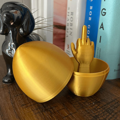 Middle Finger Easter Egg – Funny Adult Easter Gag Gift, Flip Off Prank Egg for Adults, Coworkers & Friends – Hilarious Easter Basket Stuffer & Novelty Easter Decor (Shiny Gold, 1 Pack)