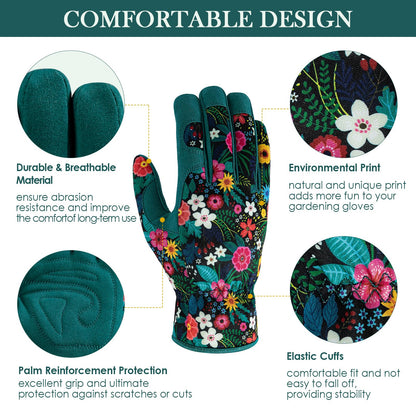 Trifabricy Gardening Gloves for Women, Breathable Leather Garden Gloves with Grip, Thorn-Proof Puncture-Resistant Work Gloves