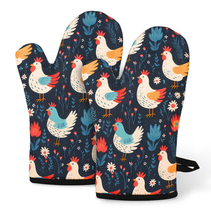 Miracu Oven Mitts Set, Cute Chicken Gifts for Chicken Lovers, Funny Kitchen Decor, Rooster Gifts for Women Mom Her Lady Owner - Bday, Mothers Day Baking Accessories Stuff, Cooking Themed Present Idea