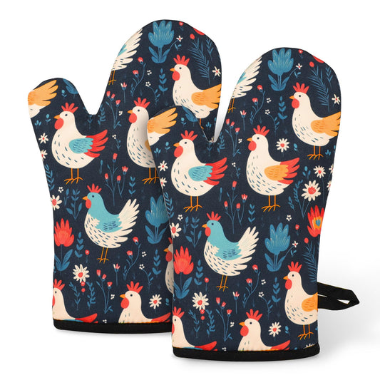 Miracu Oven Mitts Set, Cute Chicken Gifts for Chicken Lovers, Funny Kitchen Decor, Rooster Gifts for Women Mom Her Lady Owner - Bday, Mothers Day Baking Accessories Stuff, Cooking Themed Present Idea
