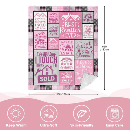 Realtor Gifts Blanket 60" x 50", Real Estate Agent Gifts, Realtor Gifts for Women, Gifts for Realtors Female, Gifts for A Real Estate Agent, Closing Gift for Realtors at Closing