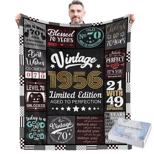 70th Birthday Gifts for Men, 70 Year Old Birthay Blanket Gifts for Men 70th Birthday Gift Ideas