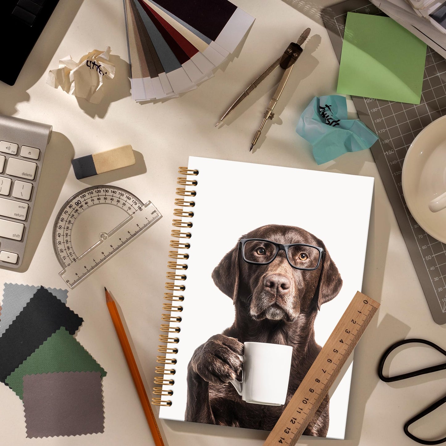 Chocolate Labrador Retriever Gifts Dog Journal, Gifts for Labrador Retriever Dog Lovers Spiral Notebook, Funny Coffee Lab Notebooks Dogs Lover Gift, Funny Dogs School Office Supplies, 6x8.2In
