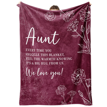 GiltGlimmer Aunt Gifts, Aunt Birthday Gifts, Auntie Gift Ideas, Gifts for Aunts from Niece Nephew, to My Aunts Throw Blanket 50" x 60", Burgundy