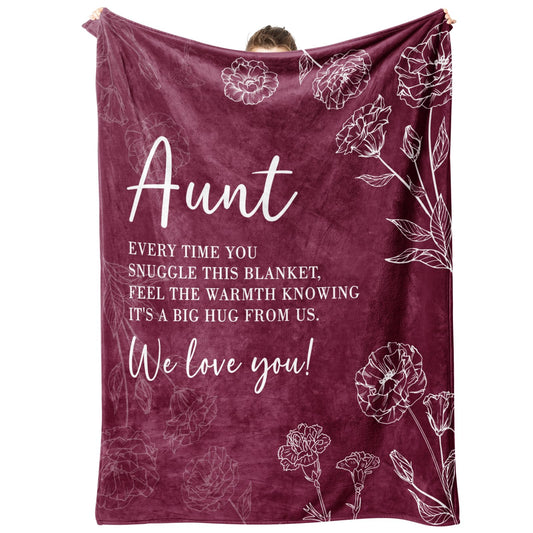 GiltGlimmer Aunt Gifts, Aunt Birthday Gifts, Auntie Gift Ideas, Gifts for Aunts from Niece Nephew, to My Aunts Throw Blanket 50" x 60", Burgundy