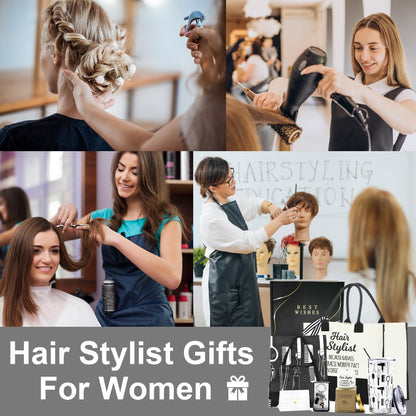 Hair Stylist Gifts for Women, Hair Dresser Gifts Basket for Female, Hairdresser Box for Friends Sister, Cosmetology Graduation Sets with Hairstylist Tumbler Apron Tote Bag