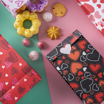 JOYIN 48 Pcs Valentine’s Day Paper Gift Bags, 9.5" Goodie Bags ,Treat Bag with Love Sticker for Valentine Party Favors Gifts, Wedding Gift ,Giving Gift Wrapping Birthday,Classroom Exchange Prizes