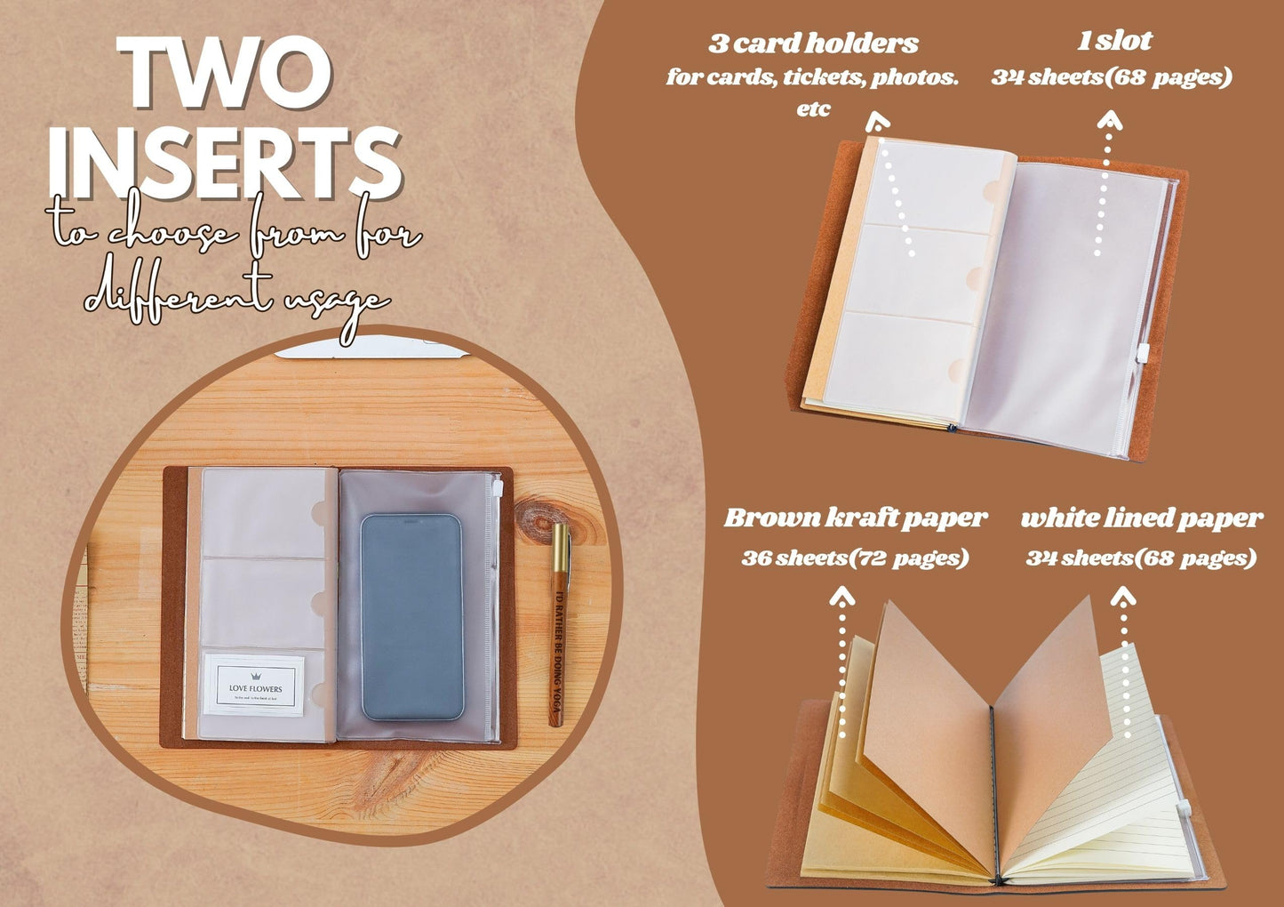 InnoBeta Bonus Daughter Gifts, To My Bonus Daughter Journal Notebook with Pen, Refillable Sketchbook, Travel Diary, Lined Planner, 7x5 Inches, Brown