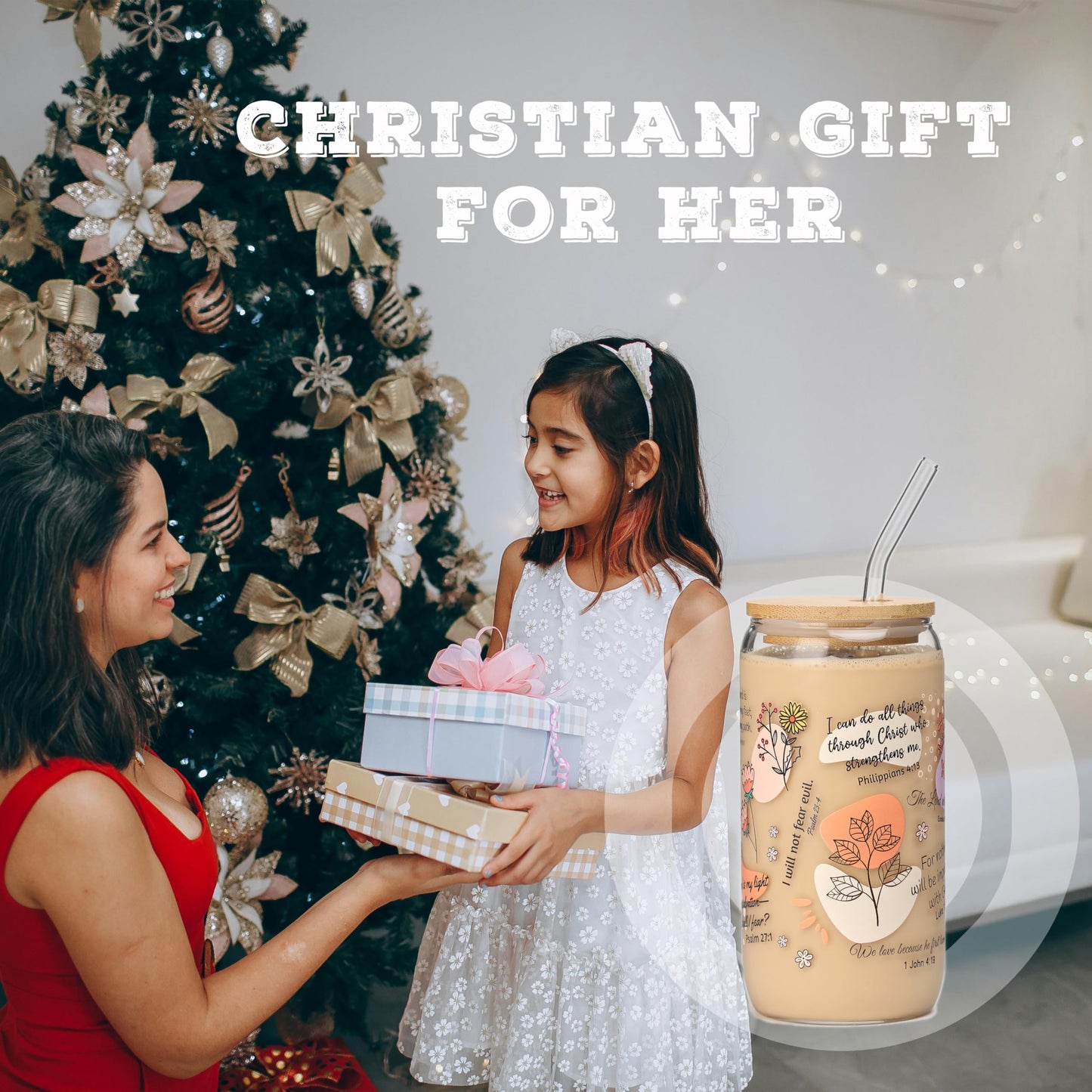 Christian Gifts For Women – Bible Verse Coffee Mug 16oz, My Daily Bible Affirmations Tumbler, Religious Gift & Bible Accessories for Sister, Wife and Friends, Iced Coffee Cups with Lid & Straw