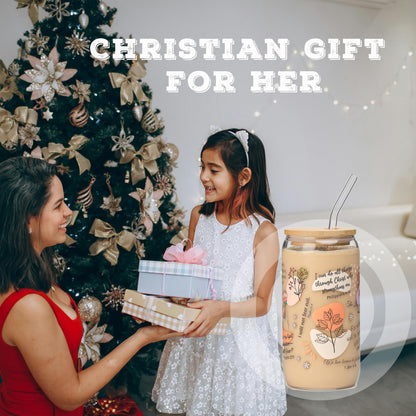 Christian Gifts For Women – Bible Verse Coffee Mug 16oz, My Daily Bible Affirmations Tumbler, Religious Gift & Bible Accessories for Sister, Wife and Friends, Iced Coffee Cups with Lid & Straw