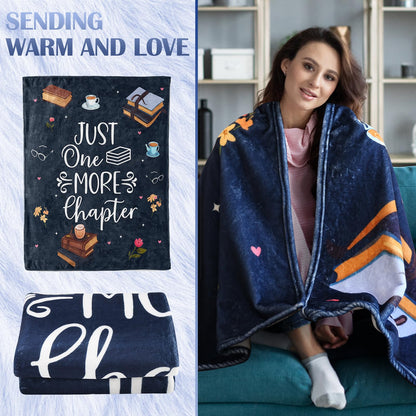 Book Lovers Gifts, Graduation Gift for Him Her Book Lover Throw Blanket, Birthday Gifts for Women, Librarian Birthday Gift for Friends 60" x50 (Navy Blue)