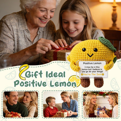 Emotional Support Crochet Positive Lemon Inspirational Cheer Up Gifts for Women, Handmade Positive Lemon Gift Birthday Thank You Christmas Teacher Appreciation Gifts for Coworker Mom Friends