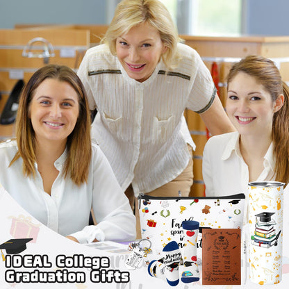 Patelai 6 Pcs 2026 Christian Graduation Gifts Set Congrats Grad Gift Basket for College High School Bible Verse Graduation Gift with Tumbler Keychain Makeup Bag Notebook Pen Sock for Graduates Her Him
